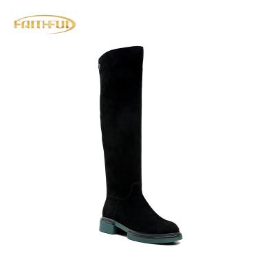 China Fashion Trend 2022 New Fashion Women Shoes long Boots Platform Thick Heel Over The Knee Boots Black Goat Suede Women Boots For ladies for sale