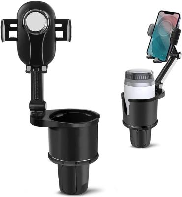 China Simple Color No Pattern Cup Holder Phone Mount For Car,Universal Upgrade 2-in-1 Adjustable Base 360 Rotating Neck Car Cup Holder Mobile Phone Mount Long for sale