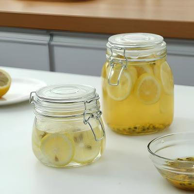 China China wholesale freshness preservation wide mouth clear glass jar with clip lock lid shopping glass jar for sale