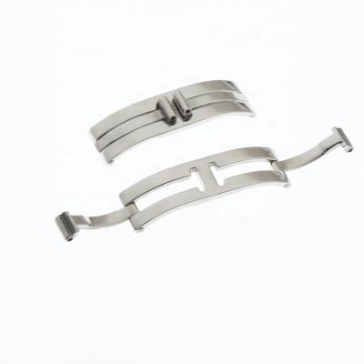 China Stainless Steel Luxury Watch Double 6mm Brush 5mm Santos Deployment Butterfly Watch Clasp Adjustable Buckle for sale
