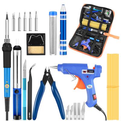 China Pencil Grip handskit 936 60W Soldering Iron with 20w hot melt glue gun cutter diy soldering Welding Repair Tools bag for sale