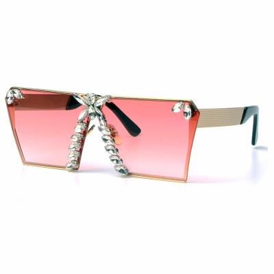 China Luxury Ladies Oculos De Sol Feminino Square Glasses Mirror Shades Diamond Sunglasses Big Glasses Female Square Fashion Women BUTTERFLY for sale