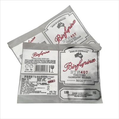 China Europe and the East Custom Aluminum Self-adhesive Aluminum Embossed Sticker Metal Label Red Wine Bottle White Perfume Bottle Metal Sticker Red Wine Label for sale