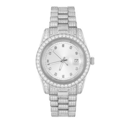 China Diamond Iced Out Luxury Automatic Movement Fashion Bling Dial Bezel Moissanite VVS Band VVS Moissanite Watch Automatic Date Mens Womens Watches for sale