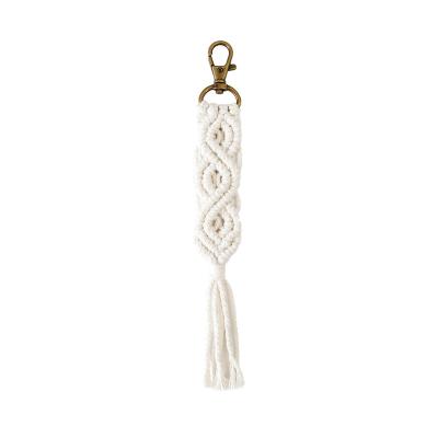 China Portable and Durable Antique Brass Tassel Charm Bridesmaids Backpack Style Macrame Weave Color Keychains Keychains for sale