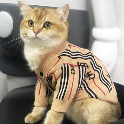 China Sustainable autumn and winter simply luxury dog clothes fashion warm woolen coat gold edge knitted sweater beautiful style for pet for sale