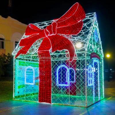 China Commercial Use Outdoor 2D Walk Through Giant Led Christmas Decoration 3d Led Gift Box Light Ball Arch Pattern Light for sale