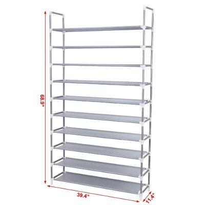 China (Size)Adjustable Iron Shoe Rack DIY 10-Ties Portable Shoe Rack With Nonwoven Fabric Shelfes Online Hot Selling Hold 50Pairs Shoe Cabinet for sale