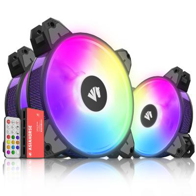 China RGB ASIAHORSE Magic-3pack 120mm 5V ARGB LED 9 Blades Computer Hydraulic Bearing Fan for sale