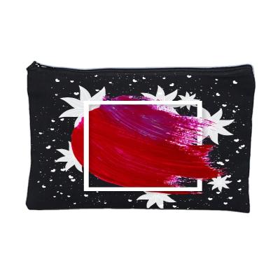 China Reusable Custom Printed Rose Gold Cotton Canvas Wholesale Zipper Pouch For Makeup Cosmetic Bag for sale