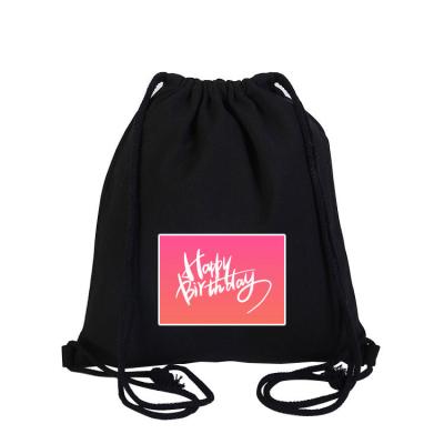 China Reusable Factory Canvas Backpack Tote Bag Black Canvas Drawstring Eco-Friendly Sustainable Durable Organic Gift Bags for sale