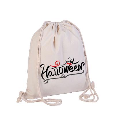 China Wholesale Reusable Cotton Canvas Drawstring Backpack Cotton Drawstring Bag for sale