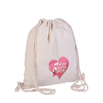 China Best wholesale custom printed reusable bags cotton canvas drawstring bag backpack with logo for sale