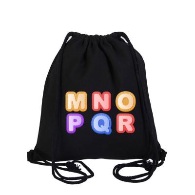 China Reusable Promotional Custom Logo Large Cotton Canvas Shopping Bag Drawstring Backpack for sale