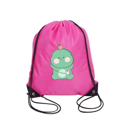 China Reusable Customized Animal Printing Drawstring Bag 210d Backpack Drawstring Closure Drawstring Backpack Bag for sale