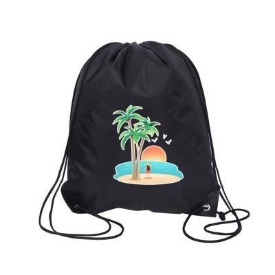 China Reusable Custom Logo Waterproof 210D Polyester Drawstring Backpack For Sports Travel Gym Drawstring Bag for sale