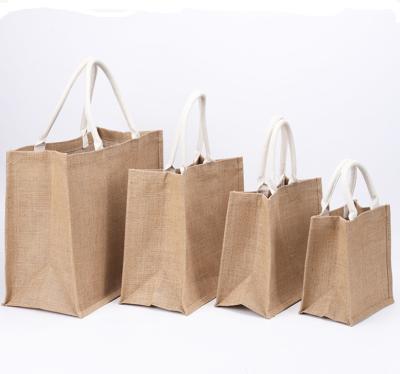 China Reusable Logo Eco Friendly Handbag Jute Tote Reusable Burlap Shopping Bag Digital Print Custom Paint Printed Jute Burlap Tote Bag for sale