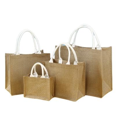 China Custom Printed Reusable Reusable Burlap Handbag Eco Shopping Jute Tote Bag for sale