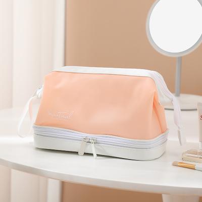 China Durable Transparent Red Cosmetic Portable Makeup Bag PVC Travel Toiletry Bag Lip Shape Lip Shape Toiletry Bag Waterproof Toiletry Bag for sale