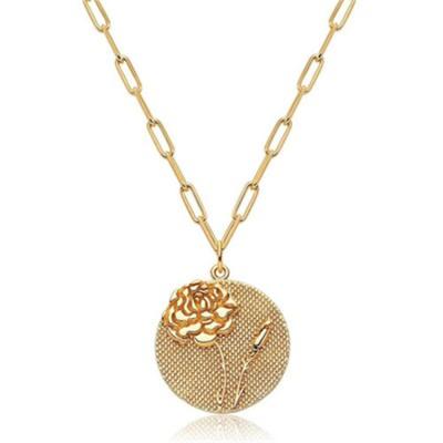China CLASSIC Necklace Paperclip Chain Necklace Amazon Fashion Flower Pendant Necklace for sale