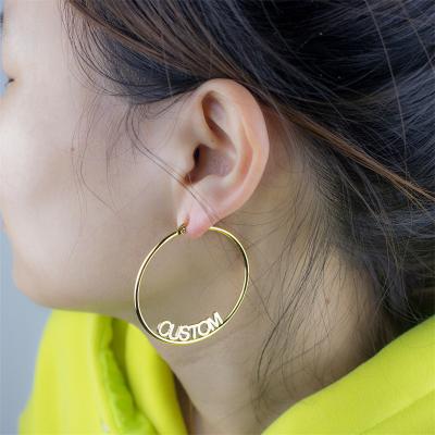 China Hot-selling Fashion FASHION Amazon Jewelry Stainless Steel 18K Gold Plating Custom Custom Around Bow Name Closed Earring for sale
