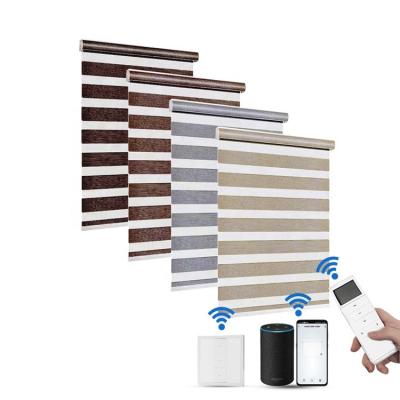 China Contemporary Modern Smart Zebra BLINDS Remote Control Blackout Motorized Dual Modern Electronic Motor Roller for Window thickening for sale