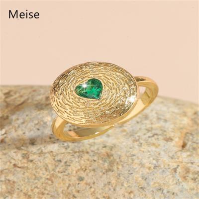 China Casual/Sporty Sparkle Seal Ring Women Open Ring Vintage Zirconia Heart Inlaid Ring Yiwu Coqi Gemstone Heart Circle ZZ530 for sale
