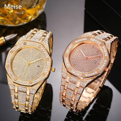China New Date Yiwu Coqi YY322 Alloy Steel Band Watch Automatic Creative Diamond-studded Gypsophila Calendar Hip Hop Watch for sale