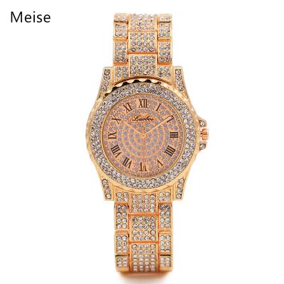 China Yiwu Coqi Automatic Ladies Double Date Circle Diamond Full Rhinestone Fashion Casual Quartz Watch Hip Hop Watch YY320 for sale