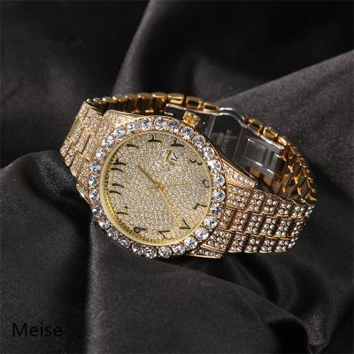 China Yiwu Coqi ZZ185 fashion day/date full diamond flower unisex classic body big dial quartz digital watch for sale