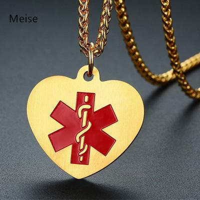 China OTHER Yiwu Coqi ZZ28 Engraving Heart Shape Medical Alert ID Pendant Stainless Steel Medical Pendant for sale