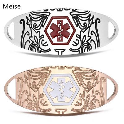 China Yiwu Coqi ZZ5 Curved Comfort Antique Design Free Customize Engraved Medical Tag Stainless Steel Medical Tag for sale