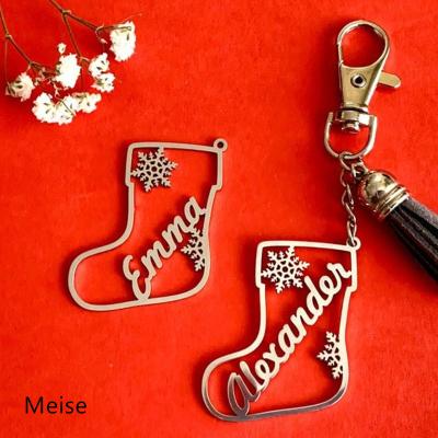 China AN0324 Personalized Stainless Steel Yiwu Coqi Christmas Name Key Chain Customized Stainless Steel Christmas Ornament for sale