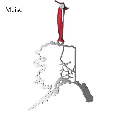 China Stainless Steel Yiwu Coqi AN0321 Cutting Metal Map Ornament State Map Stainless Steel Christmas Ornament for sale