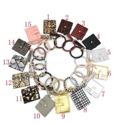China Fashionable PU Leather Wallet With Tassel Key Chain Charm Purse Strap Personalized Monogram Wallet Card Holder Key Chain for sale