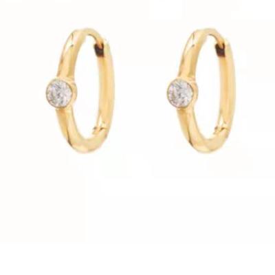 China 2021 Lead Free Nickel Free Tarnish Free And Waterproof Tasty Zirconia Circle Earrings Stainless Steel Earrings for sale