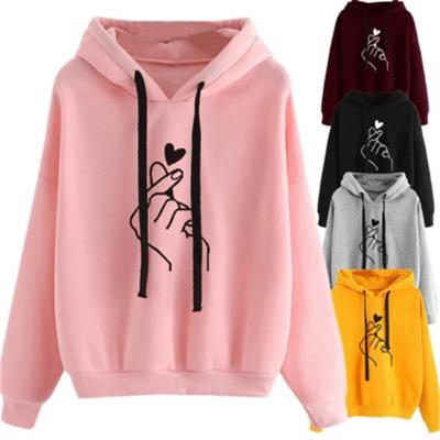 China Custom Anti-wrinkle Women Summer Streetwear Clothing Print Pattern Drawstring Hoodies For Girls for sale