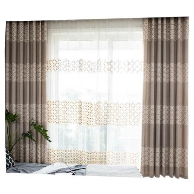 China Simple Blackout 75 Velvet Sense Jacquard Curtain Sunshine Embroidery Color Weave Blackout Curtain Fabric For Living Room for sale