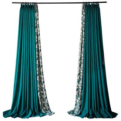 China Light Luxury American Blackout 76 Vintage Jacquard Color Blocking Curtains Ginkgo Patchwork Living Room Bedroom Curtains Finished for sale