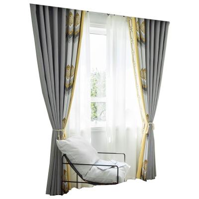 China Blackout 80 Color Blocking To Weave Jacquard Curtains Scandinavian Ripple Seamless Splicing Cotton And Blackout Curtain Linen Fabric for sale