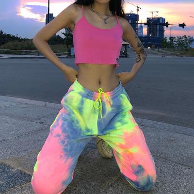 China European and American fashion QUICK DRY tie-dye casual loose drawstring sports pants joggling harem pants for sale