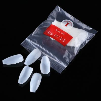 China Easy Apply 550 Long Coffin Nail Tips Full Natural Coffins Lid Acrylic Nail Tips Pressed
