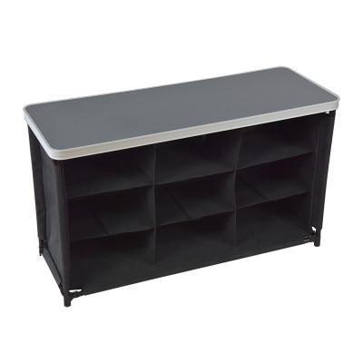 China Portable Metal Shoe Rack Cloth Shoe Rack Organizer Foldable Easy Carry Cabinet with MDF Table Top for sale