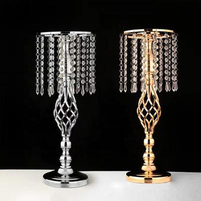 China Moden wedding backdrop decoration can be customized wedding centerpiece decoration gold silver metal flower crystal stand for sale