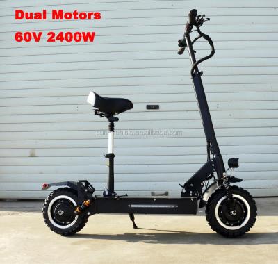 China Dual Motor 60v 2400w Unisex Folding Electric Scooter With 12 Inch Off Road Tires for sale