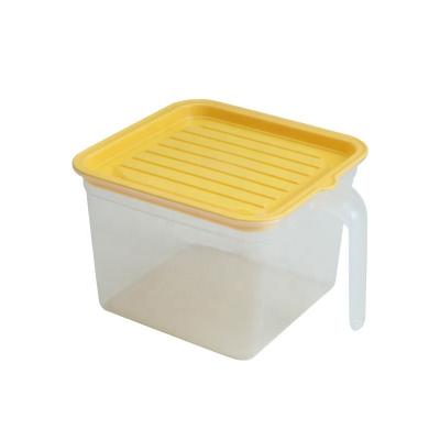 China Steamable Yellow Kitchen Plastic Transparent Freezer Container Organizer Bin Stackable Box Strong Refrigerator for sale