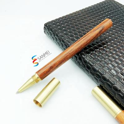 China Spike Promotional Wooden Gift Signature Gold Pen Luxury Brass Pen Blanks Custom Logo Engraving Wooden Roller Pen With Copper for sale
