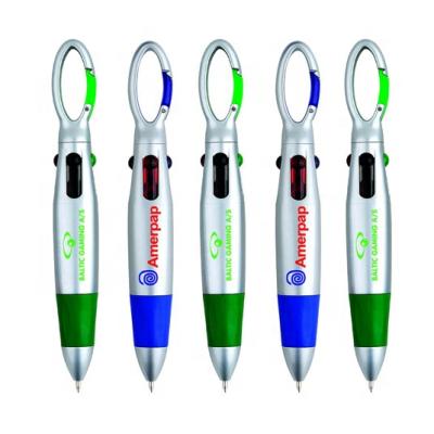 China Promotional Pen Hot selling 4 in 1 carabiner ball pen with custom logo soft grip for sale