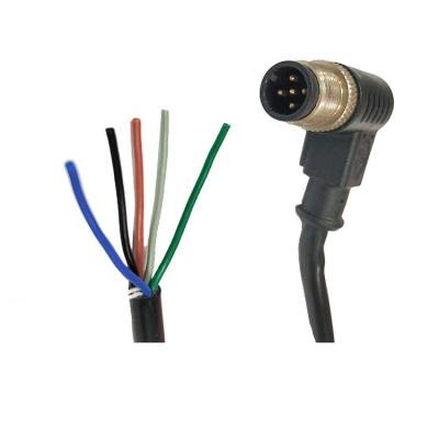 China 90 Degree Angle Sensor M12 Male Connector 5-Pin Connector Gold Plating IP67 Waterproof Connector 90 Degree Round Industrial Cable Rope Or Female for sale