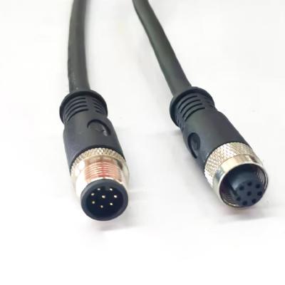 China PVC A-coding M12 8 Pole Straight Head Male Or Female Metal Sensor M12 Circular Waterproof Cable 8 Male Connector for sale